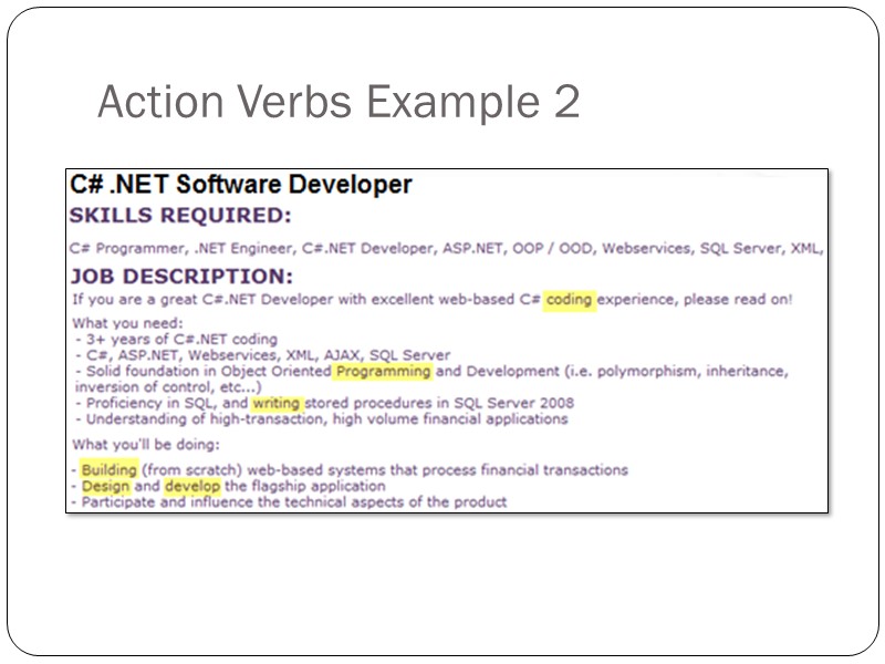 Action Verbs Example 2